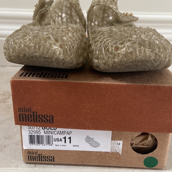 Mini Melissa Campana shoe gold size toddler 11 - Picture 3 of 8
